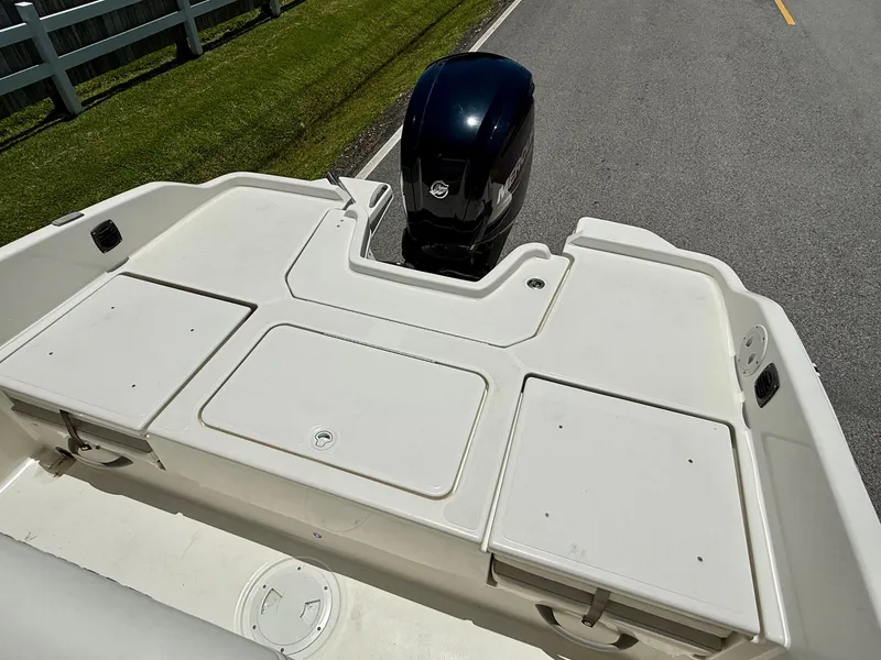Slide: The Image of 2020 Bayliner Element F21 boat with outboard motor, viewed from above. - 8
