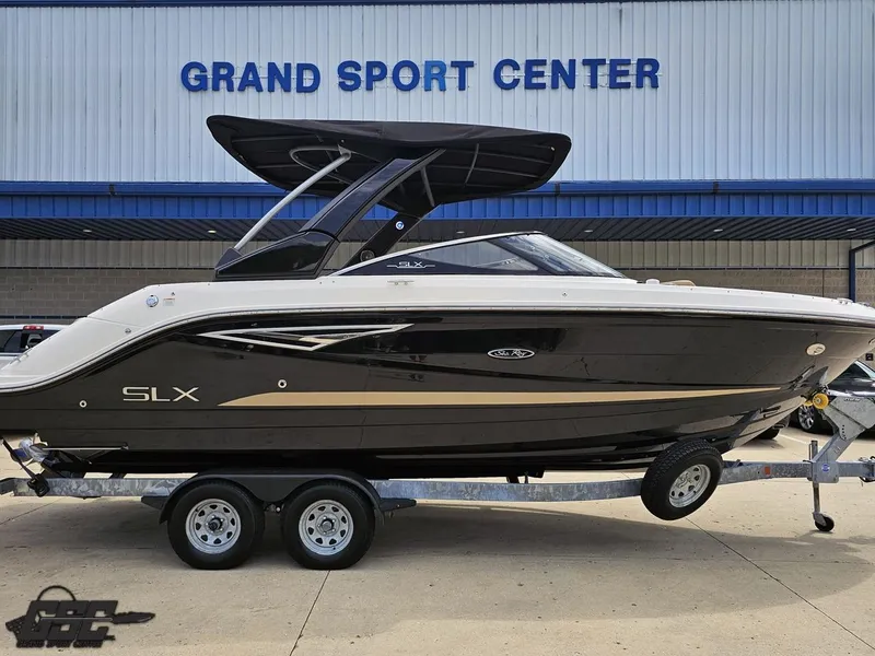 Slide: The Image of 2016 Sea Ray 250 SLX boat on trailer at Grand Sport Center. - 3