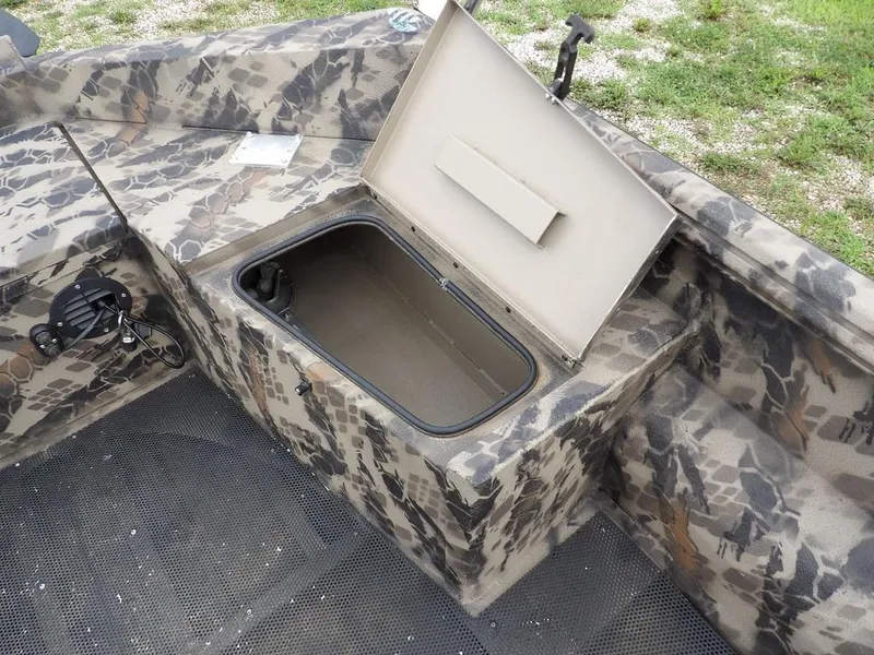 Slide: The Image of Camouflage-patterned Havoc VJST-C 1756 boat storage compartment, open lid, 2021 model. - 7