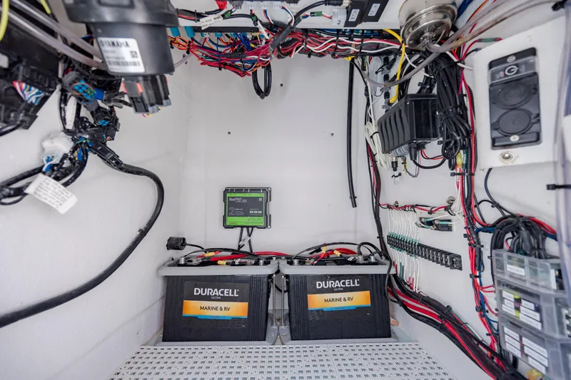 Slide: The Image of Electrical system of a 2025 Spanish Wells 21 boat with Duracell marine batteries. - 20