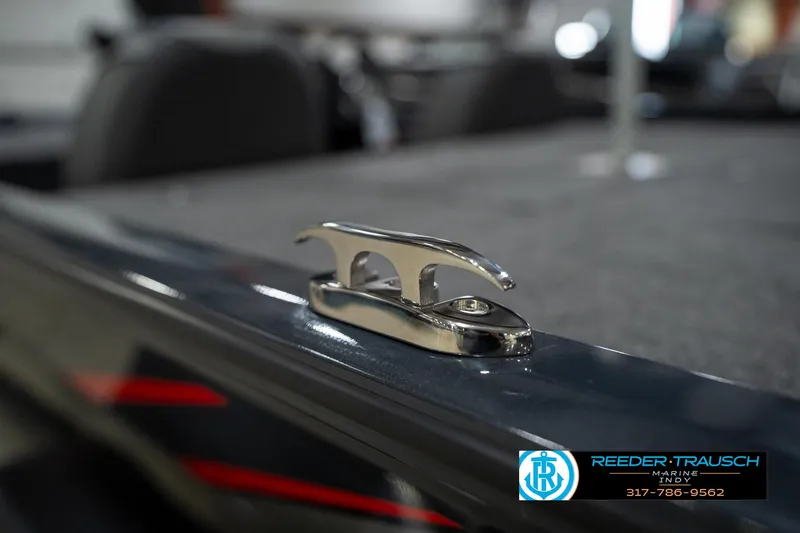 Slide: The Image of 2026 Lund 1775 Renegade boat detail with sleek metallic finish and logo. - 47