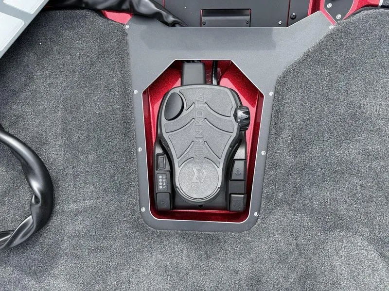 Slide: The Image of Foot pedal control on 2025 Skeeter ZXR20 boat, featuring Minn Kota technology. - 6