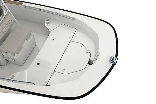 Slide: The Image of 2026 Boston Whaler 190 Montauk boat deck with seating and storage. - 8