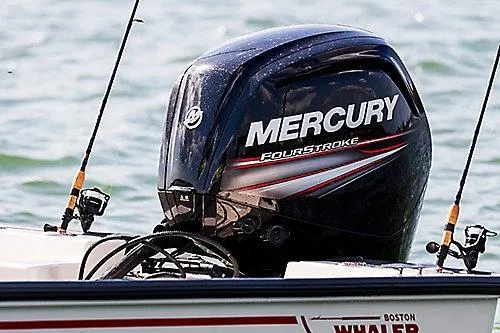 Slide: The Image of 2026 Boston Whaler 170 Montauk with Mercury FourStroke engine on water. - 10