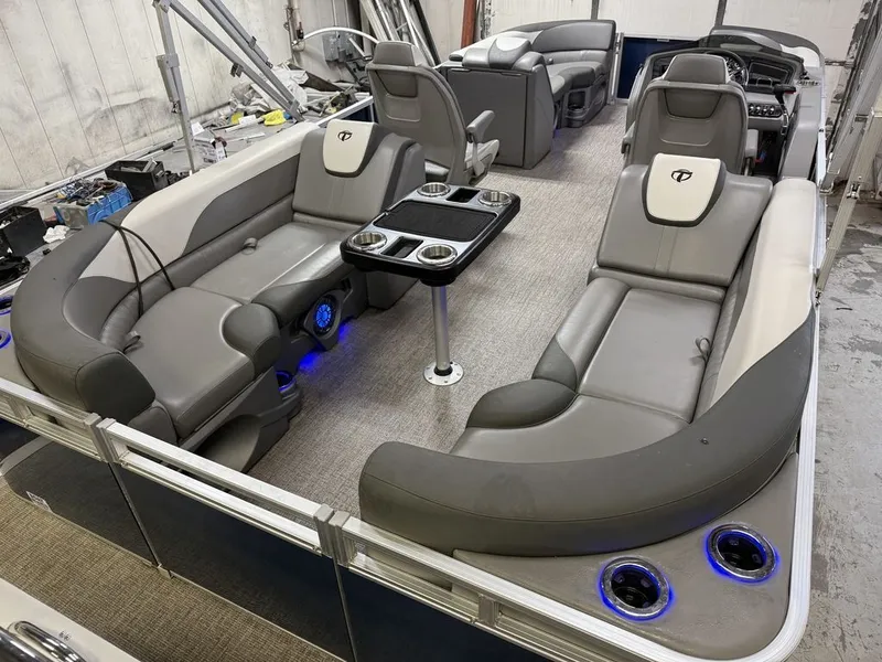 Slide: The Image of Tahoe LTZ 2385 Quad Lounge Tritoon Pontoon & Honda 4-Stroke EFI 2022 - 23