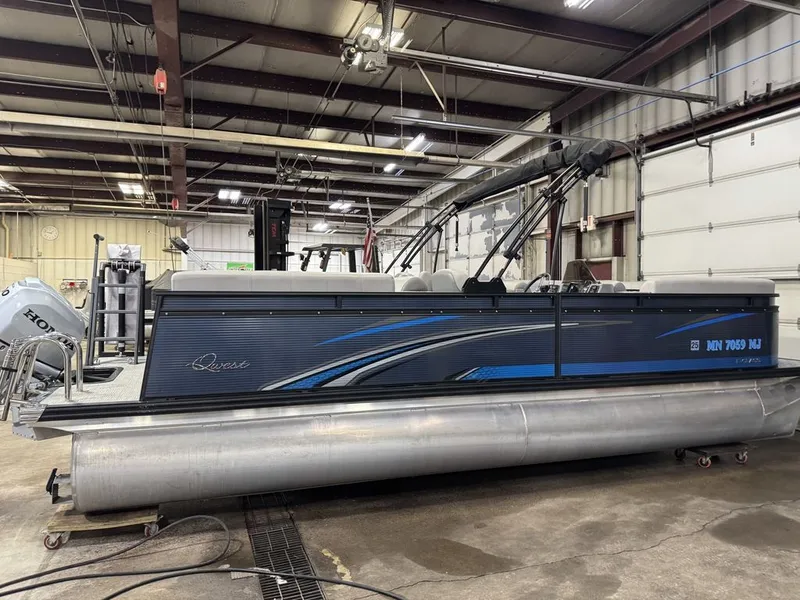 Slide: The Image of Qwest 822 100HP Quad Lounge Pontoon 2023 - 23