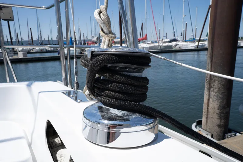 Slide: The Image of Sailboat winch with black rope, Cascade Hign Side 1978, docked at marina. - 40