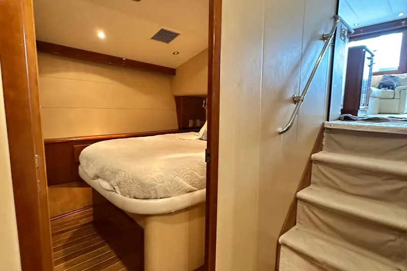 Slide: The Image of Interior cabin of 2002 Hatteras 50 Convertible Sportfish with bed and stairs. - 69