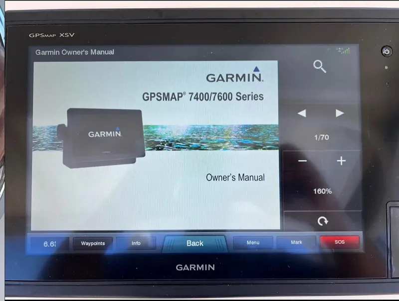 Slide: The Image of Garmin GPSMAP 7400/7600 Series owner's manual on Wellcraft 290 Coastal, 2018 model. - 46