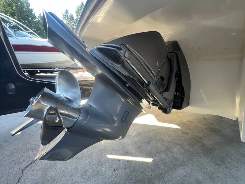 Slide: The Image of Close-up of a 2007 Regal 2000 boat propeller and outdrive on a trailer. - 19