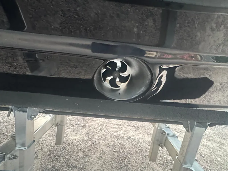 Slide: The Image of 2023 Fountain 38 SC boat propeller detail on trailer. - 6
