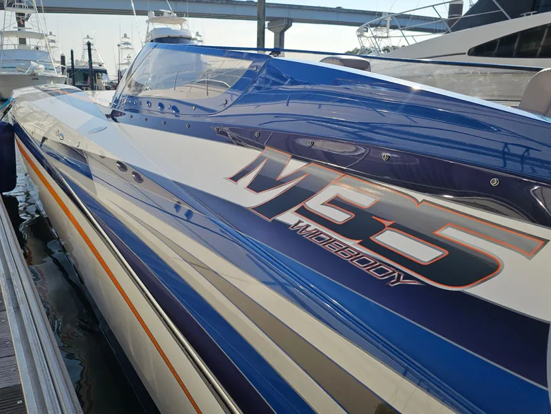 Slide: The Image of Underneath view of a 2010 Daves Custom Boats M35 hull. - 21