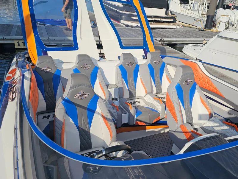 Slide: The Image of Close-up of 2010 Daves Custom Boats M35 hull on trailer. - 27