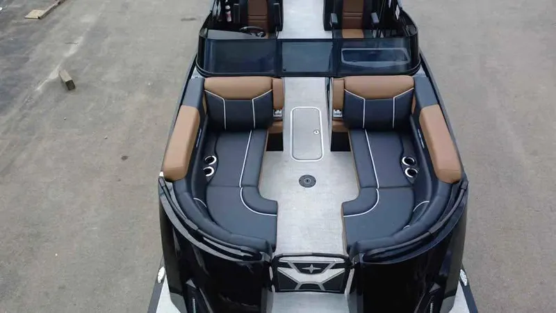 Slide: The Image of 2025 Berkshire 25 Sport RFX9-DC boat with luxurious seating and modern design. - 8
