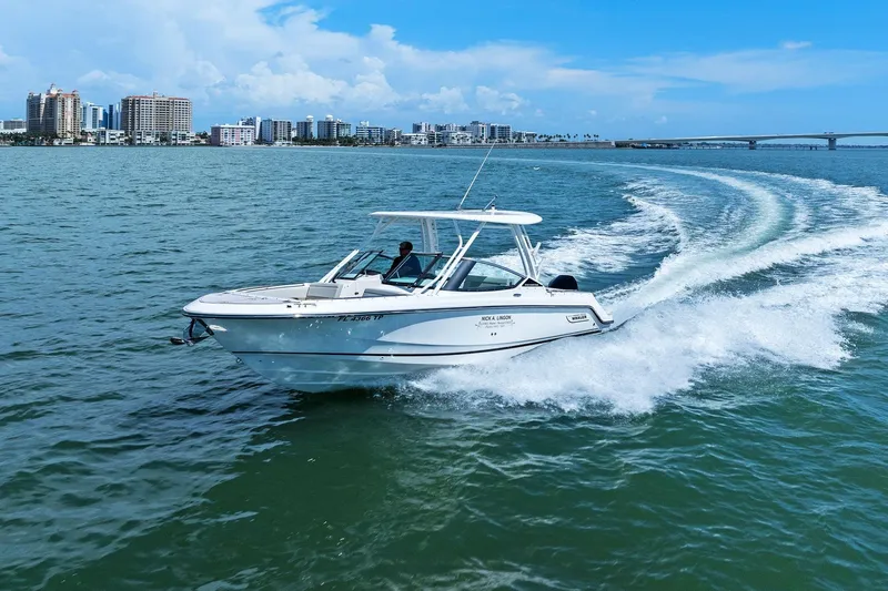 Slide: The Image of 2023 Boston Whaler 240 Vantage - Profile Bow 3/4 Port - 33