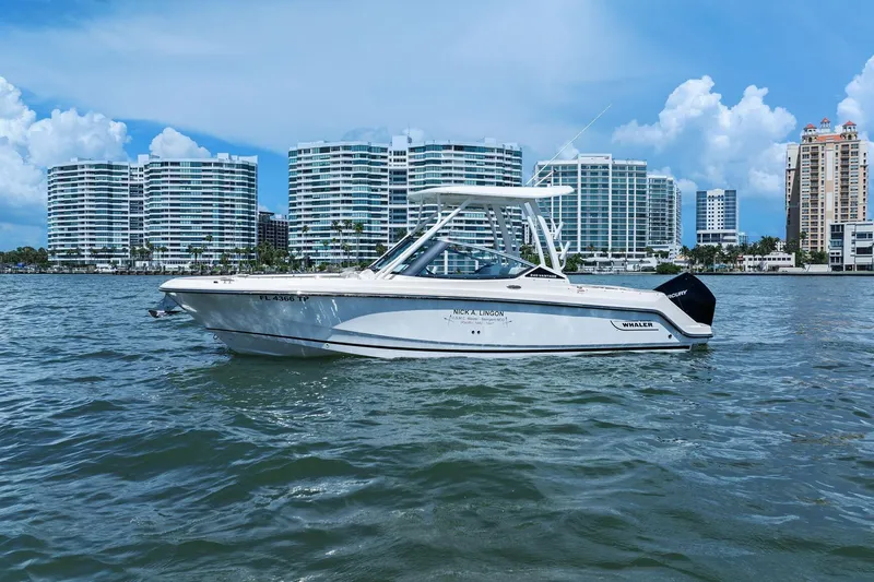 Slide: The Image of 2023 Boston Whaler 240 Vantage - Profile Bow 3/4 Port - 37