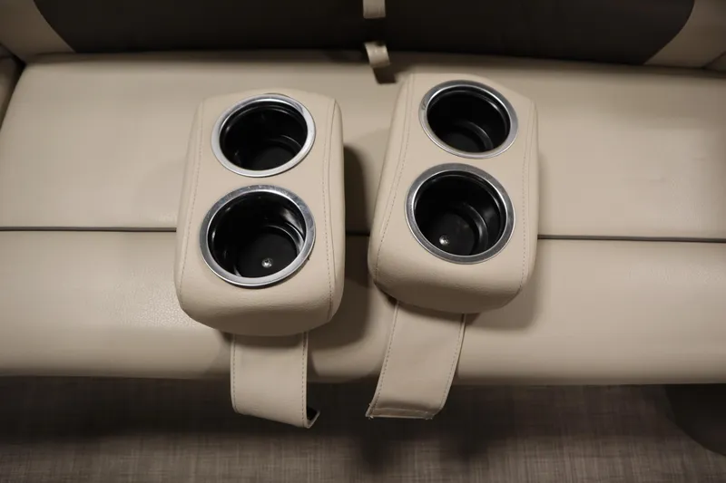 Slide: The Image of Cup holders on beige seating, 2023 Tracker 20 DLX PARTY BARGE. - 16