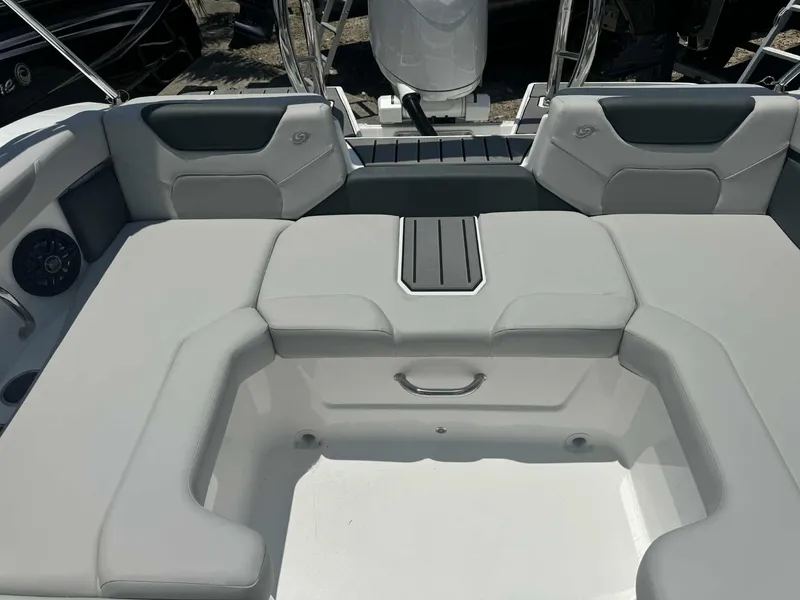 Slide: The Image of 2026 Hurricane SunDeck 2050 OB boat with swim platform and stainless steel ladder. - 7