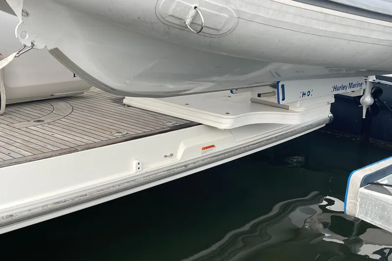 Slide: The Image of 2018 Beneteau Swift Trawler 35 with Hurley Marine davit system on deck. - 105