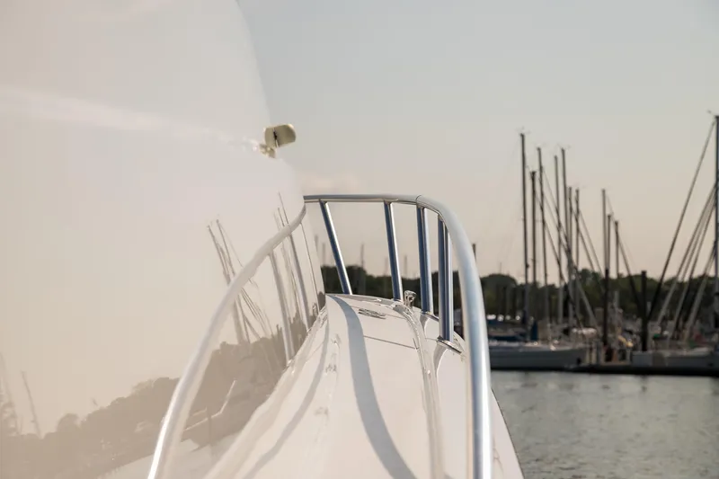 Slide: The Image of Interior view of 2022 Viking 54 Sport Coupe with ocean backdrop on screen. - 47