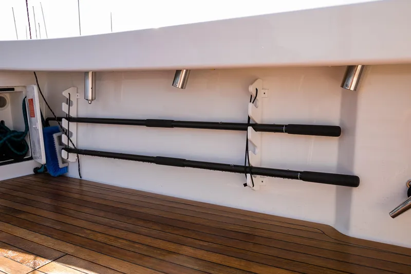 Slide: The Image of Luxurious interior of 2022 Viking 54 Sport Coupe with vibrant aquarium display. - 51