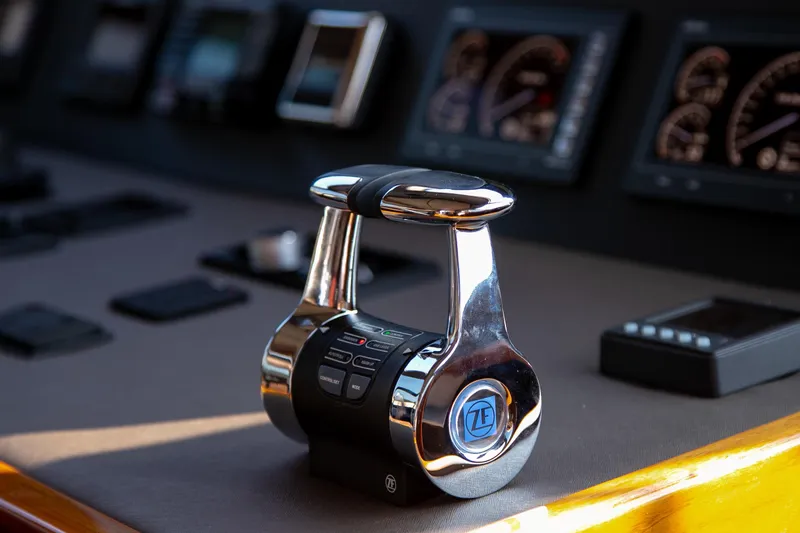 Slide: The Image of Luxurious interior of 2022 Viking 54 Sport Coupe with TV and marlin sculpture. - 63