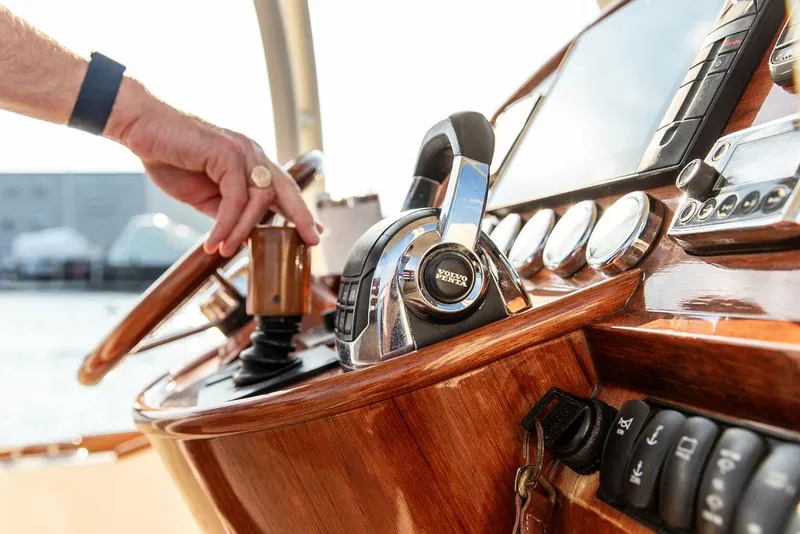 Slide: The Image of Helm of 2014 Hinckley T29 CC boat with Volvo Penta controls. - 46