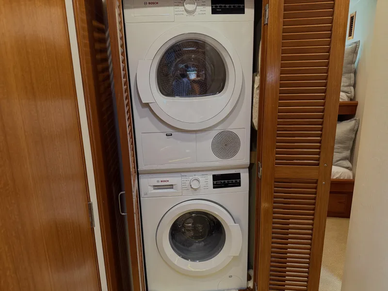 Slide: The Image of Stacked Bosch washer and dryer in 1992 Tollycraft 53 Motor Yacht laundry area. - 22