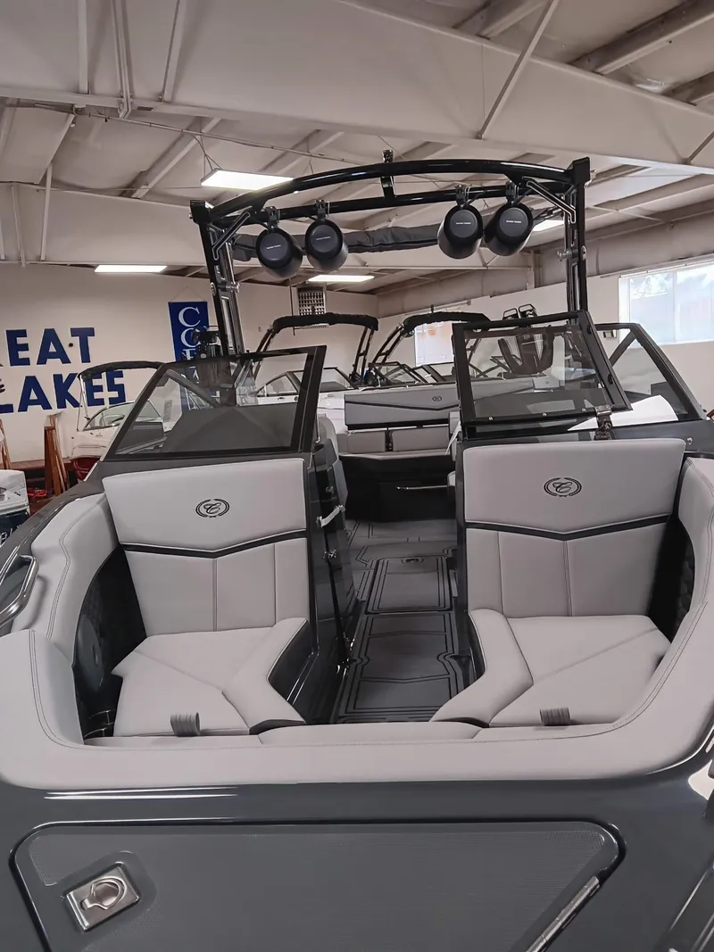 Slide: The Image of 2026 Cobalt R4 Surf boat interior with sleek seating and modern design. - 15