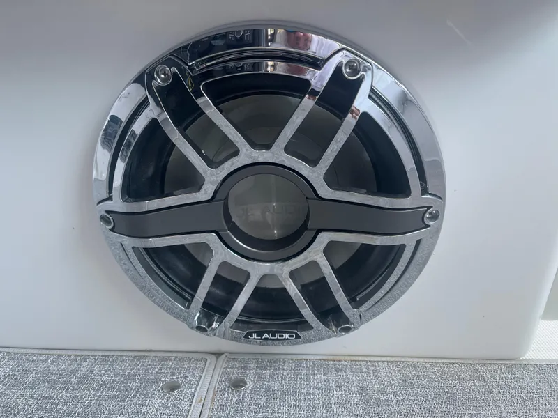 Slide: The Image of Close-up of JL Audio speaker on 2023 Formula 310 Bowrider I/O boat. - 18