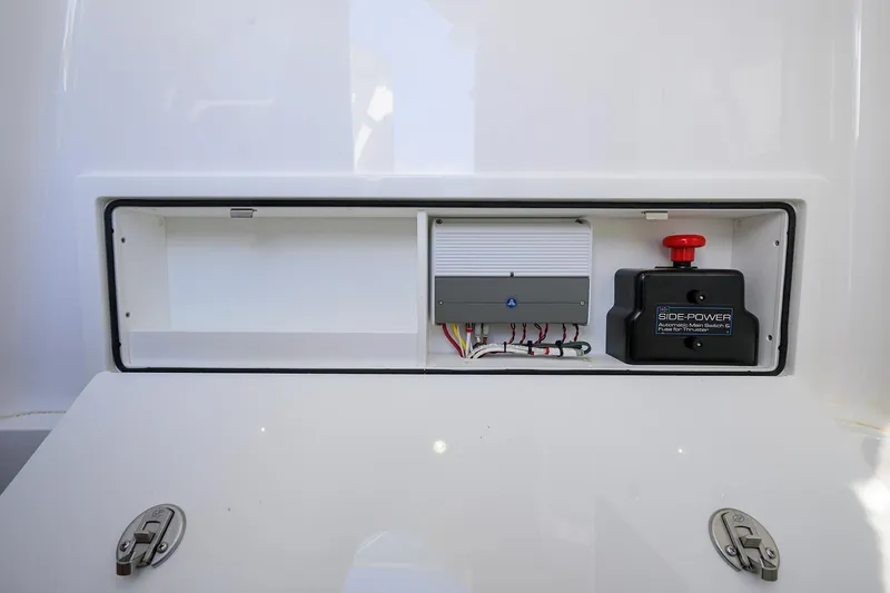 Slide: The Image of 2022 Valhalla V-37 boat electrical panel with Side-Power switch and wiring. - 30