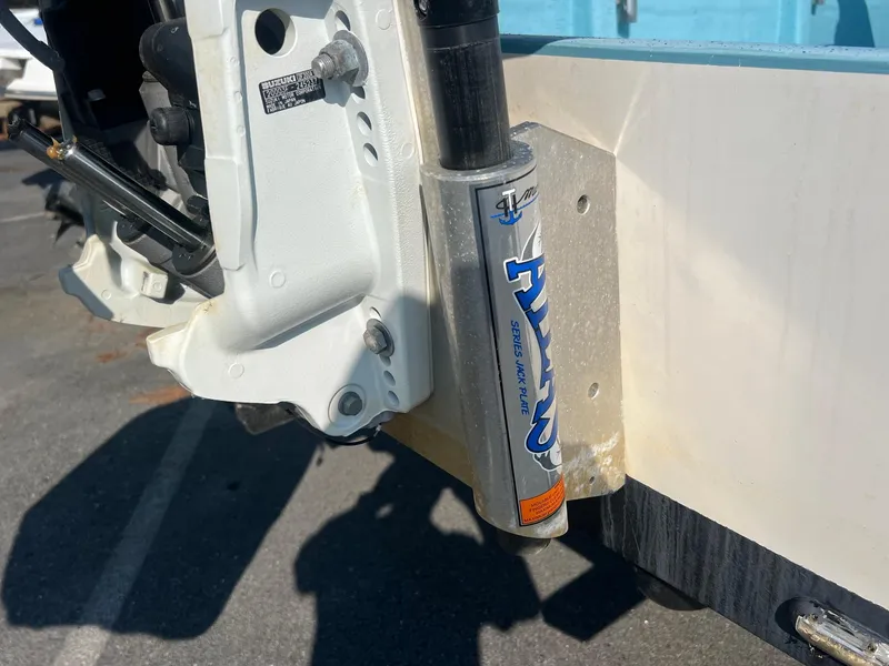 Slide: The Image of 2023 Banks Panga 26 Panga boat with Atlas jack plate detail. - 8