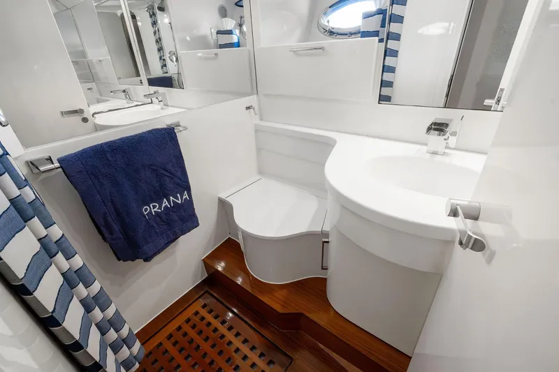 Slide: The Image of Luxurious bathroom in 1995 Itama 46 yacht with modern fixtures and elegant design. - 32