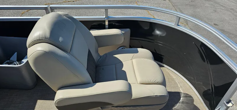 Slide: The Image of 2024 Sun Tracker SportsFish 20 DLX boat seat, beige upholstery, sleek design. - 6