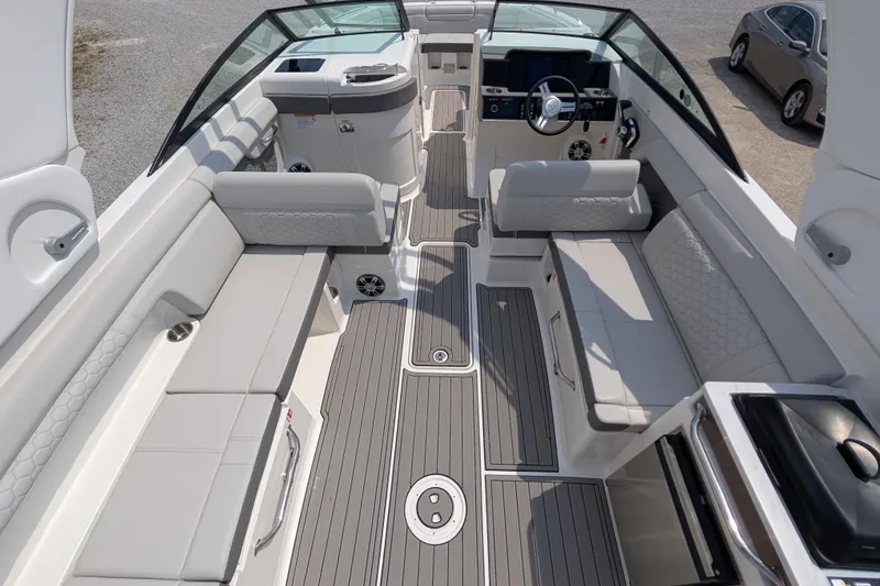 Slide: The Image of Luxurious 2025 Sea Ray SDX 290 boat interior with spacious seating and modern design. - 9