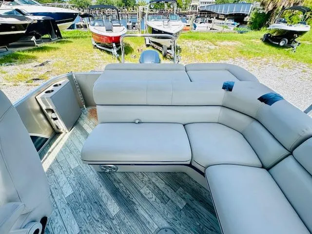 Slide: The Image of 2018 South Bay 525CPTR pontoon boat with spacious seating and modern design. - 15