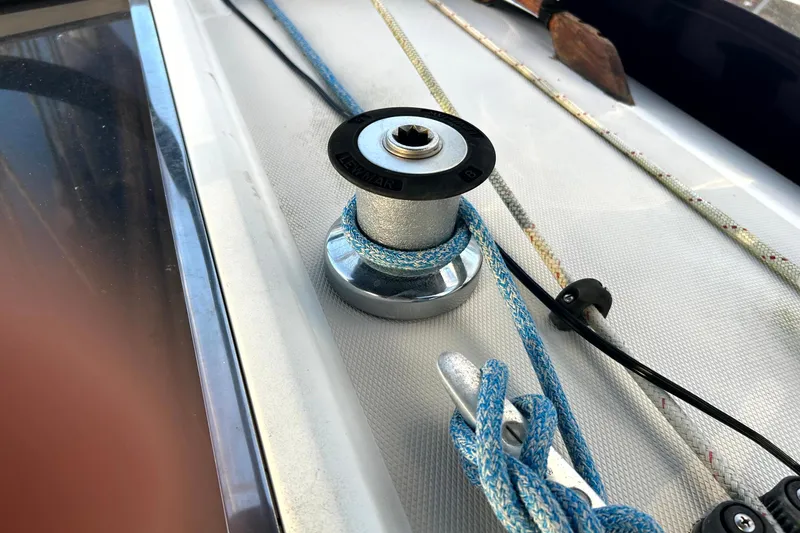 Slide: The Image of Winch and ropes on 1989 Sabre 30 MKIII sailboat deck. - 10