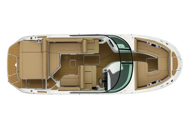 Slide: The Image of Manufacturer Provided Image: Top view of 2025 Sea Ray SDX 250 boat interior layout. - 41