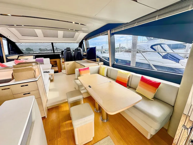 Slide: The Image of Luxurious interior of a 2018 Princess S60 yacht with modern seating and large windows. - 39
