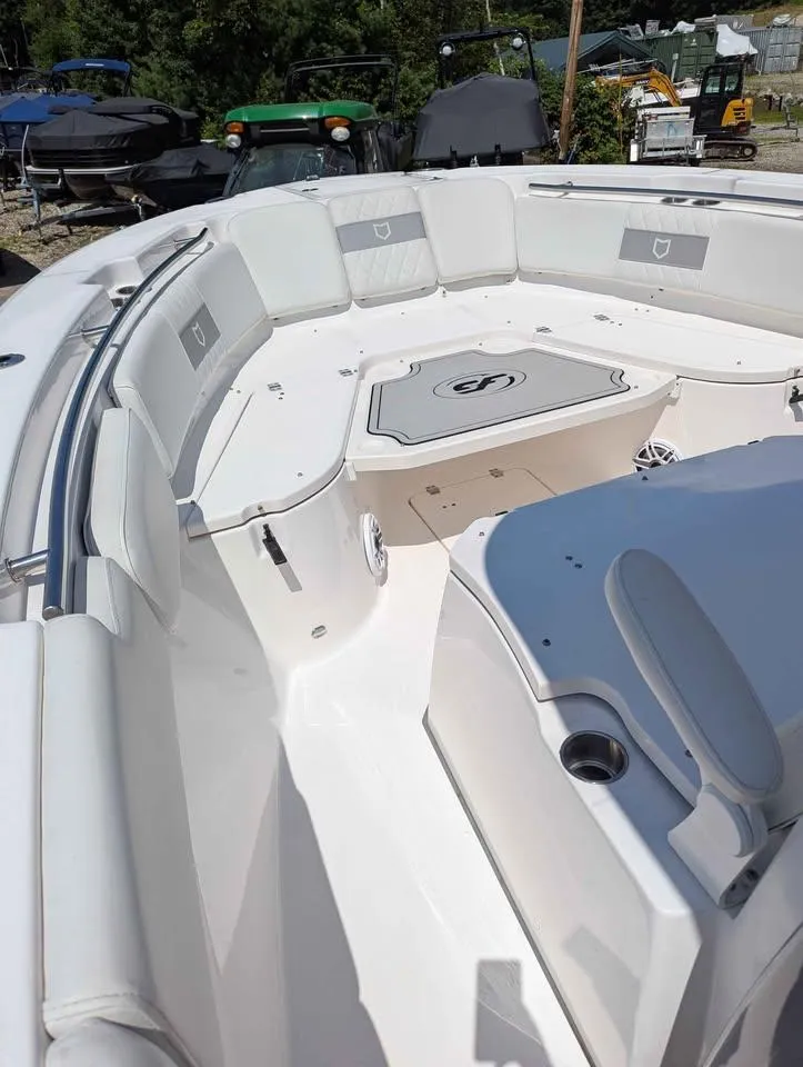 Slide: The Image of 2024 Sea Fox 288 Commander boat interior with spacious seating and modern design. - 20