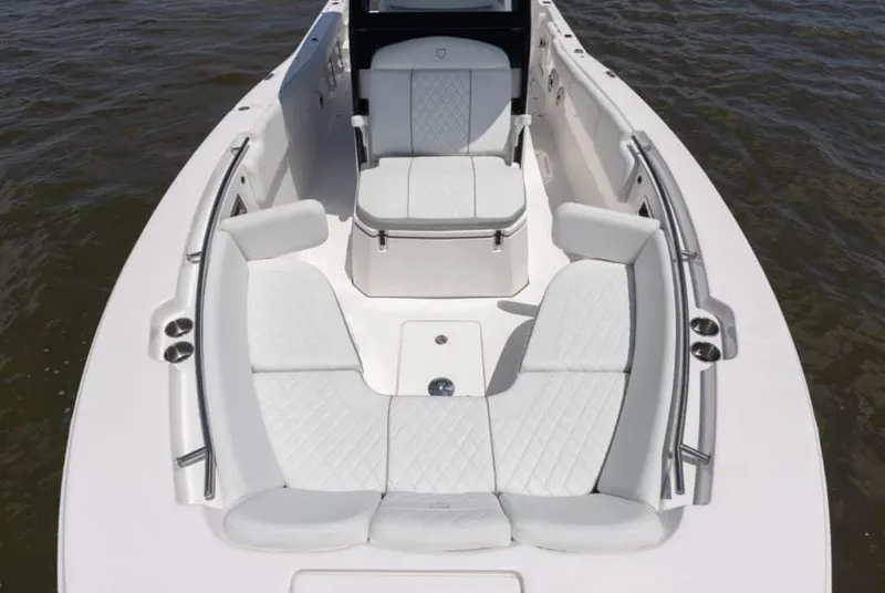Slide: The Image of Manufacturer Provided Image: 2024 Sea Fox 288 Commander boat with white cushioned seating. - 6