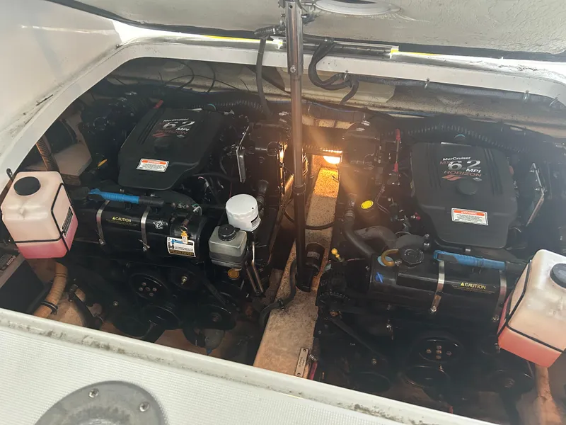 Slide: The Image of Engine compartment of a 2007 Formula 31 PC boat with twin MerCruiser engines. - 35