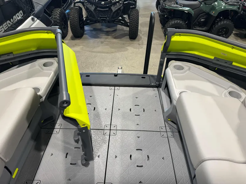 Slide: The Image of 2025 Sea-Doo Switch Cruise 18 interior with modular seating and storage compartments. - 16