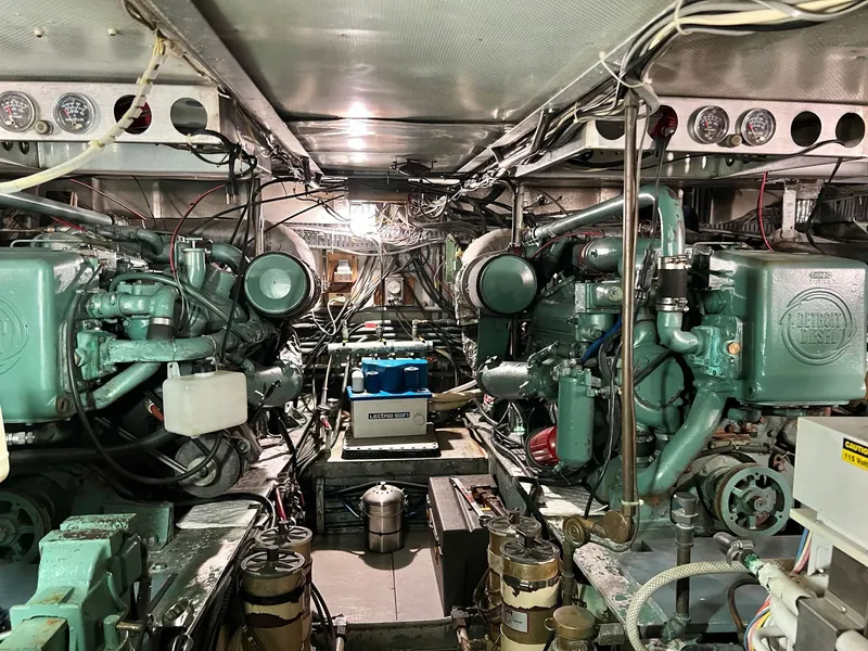 Slide: The Image of Engine room of a 1971 Broward Motor Yacht with Detroit Diesel engines. - 7