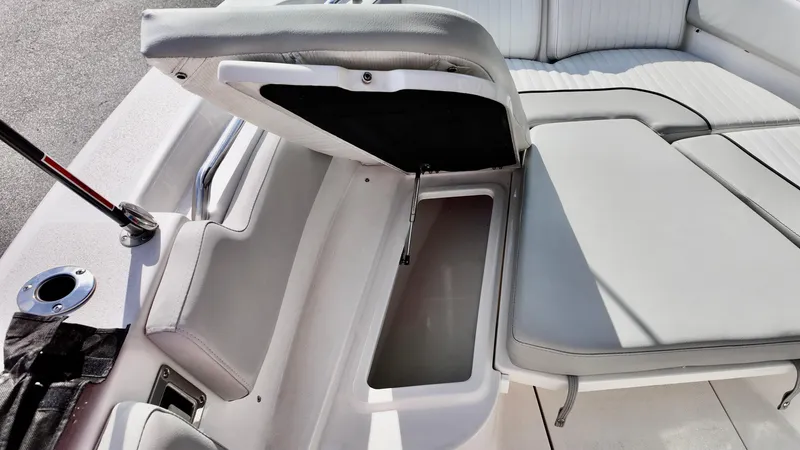 Slide: The Image of 2023 Sea Fox 248 Commander boat seat with open storage compartment. - 14