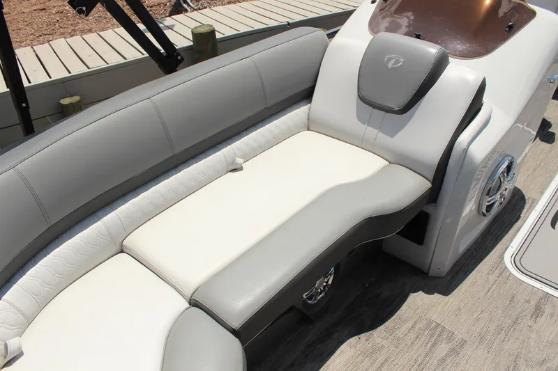 Slide: The Image of 2023 Tahoe CASCADE boat interior with sleek, modern seating and stylish design. - 9