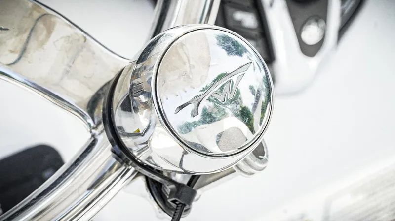 Slide: The Image of Close-up of 2026 Tidewater 2410 Bay Max steering wheel emblem. - 30
