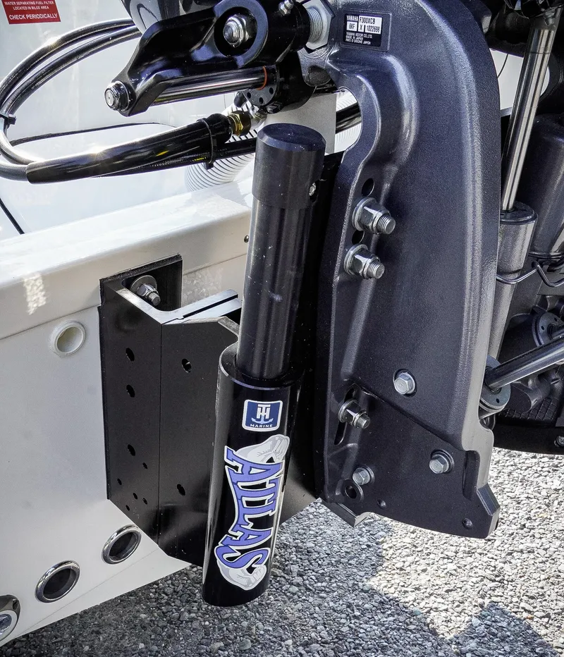 Slide: The Image of Close-up of 2026 Tidewater 2410 Bay Max boat's hydraulic jack plate system. - 40