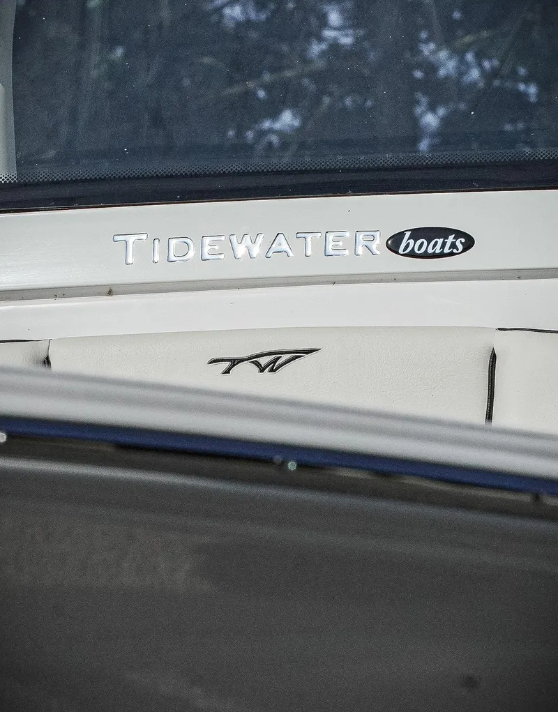 Slide: The Image of 2026 Tidewater 2410 Bay Max boat logo and branding detail. - 45