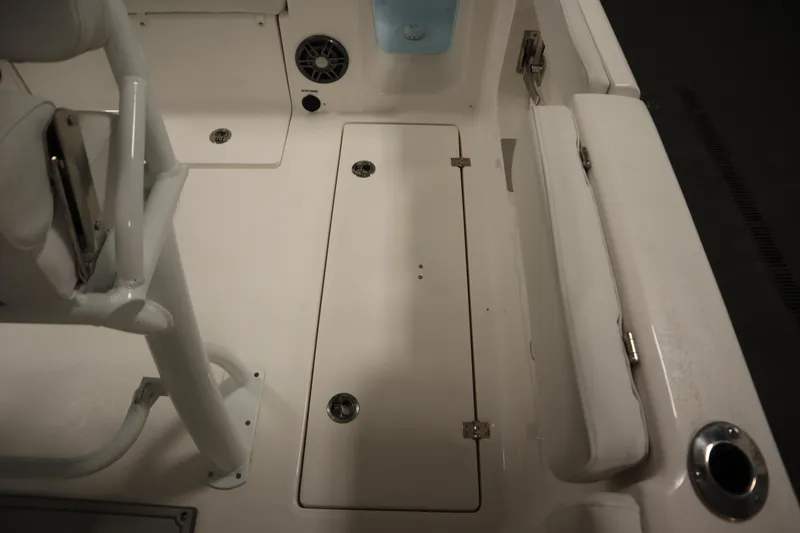 Slide: The Image of Interior view of 2026 Sea Fox 268 Commander boat, showcasing seating and storage area. - 52